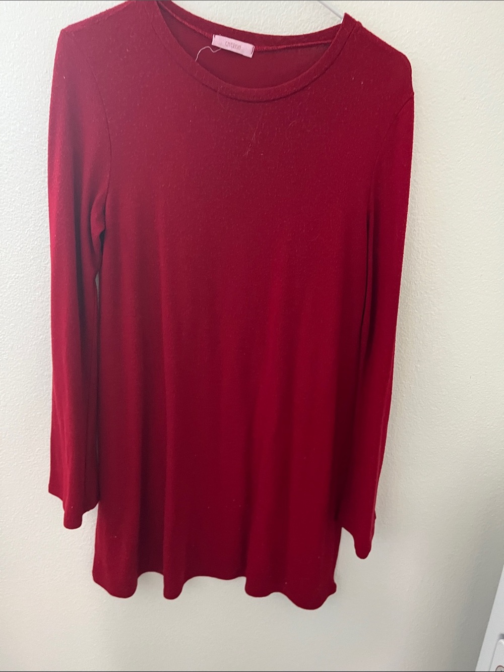 Cherish Red Long Sleeve Crewneck Dress